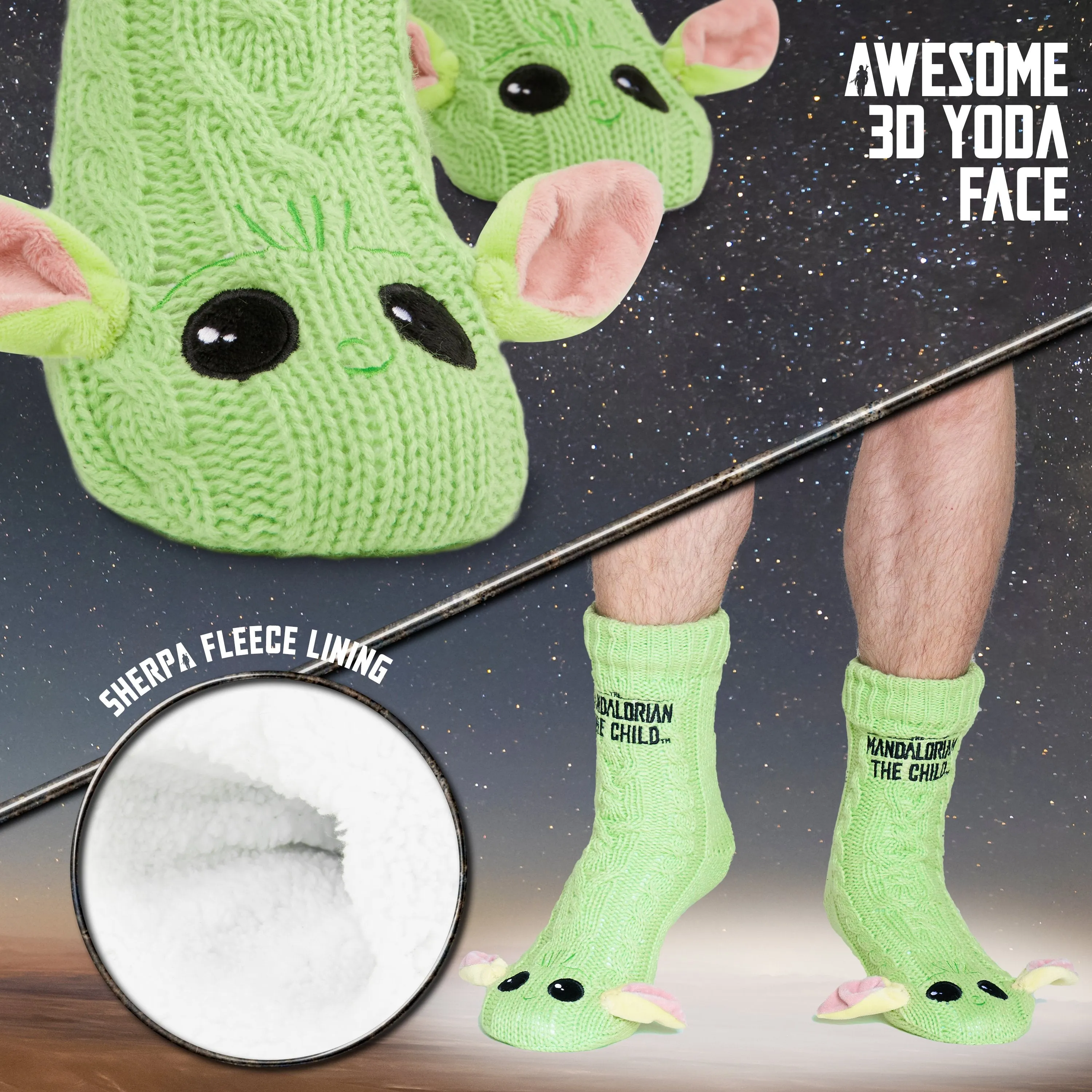 The Mandalorian Fluffy Socks, Baby Yoda Mens Slipper Socks, Warm Knitted Socks