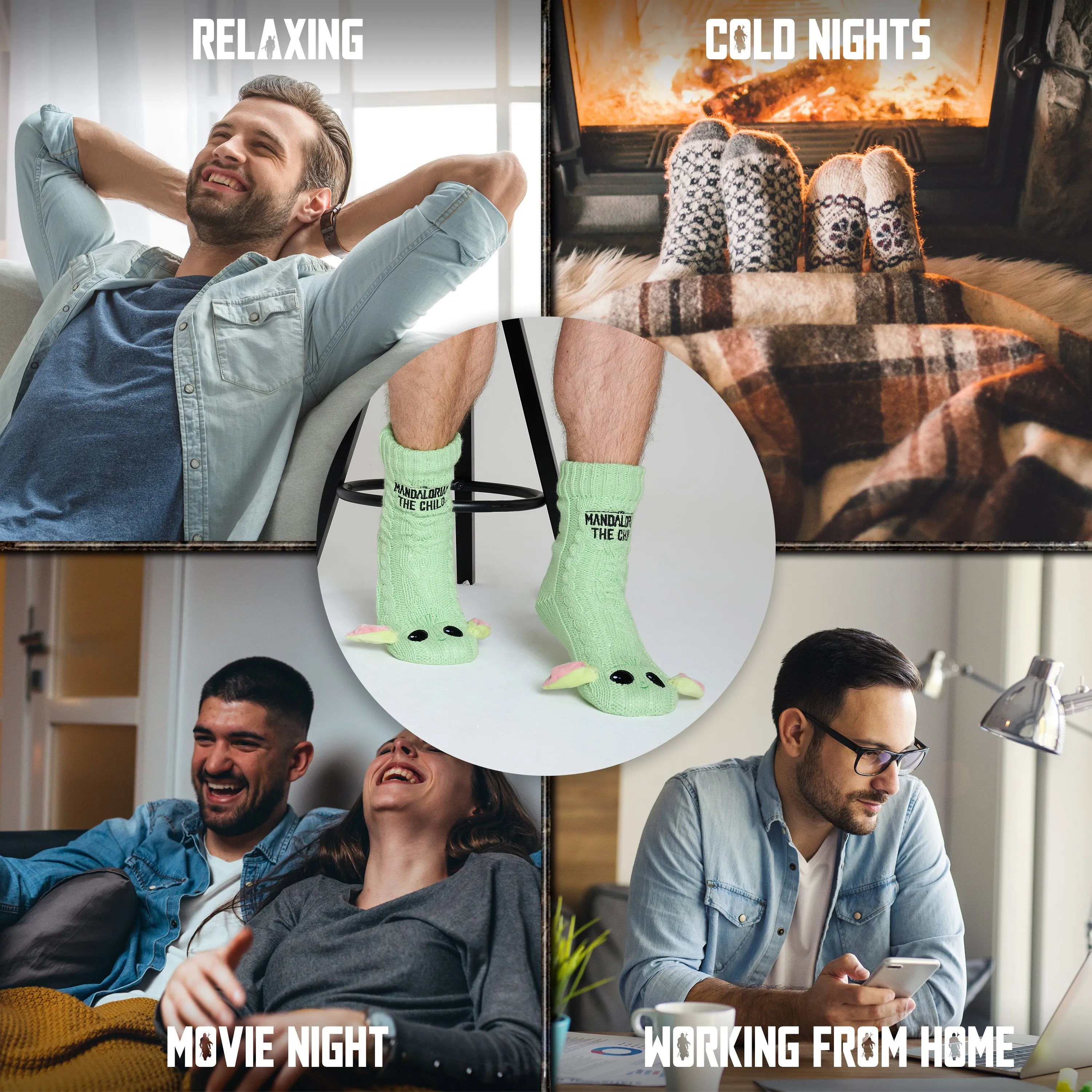 The Mandalorian Fluffy Socks, Baby Yoda Mens Slipper Socks, Warm Knitted Socks