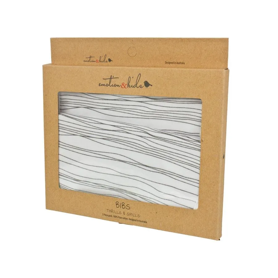 Thrills and Spills Bib Set (2pc) - Grey Scribble