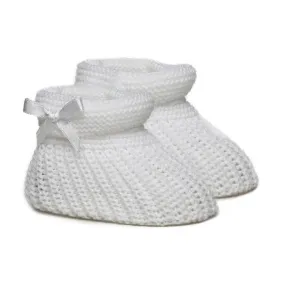 White Bow Knit Booties