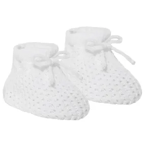 White Knit Bow Booties