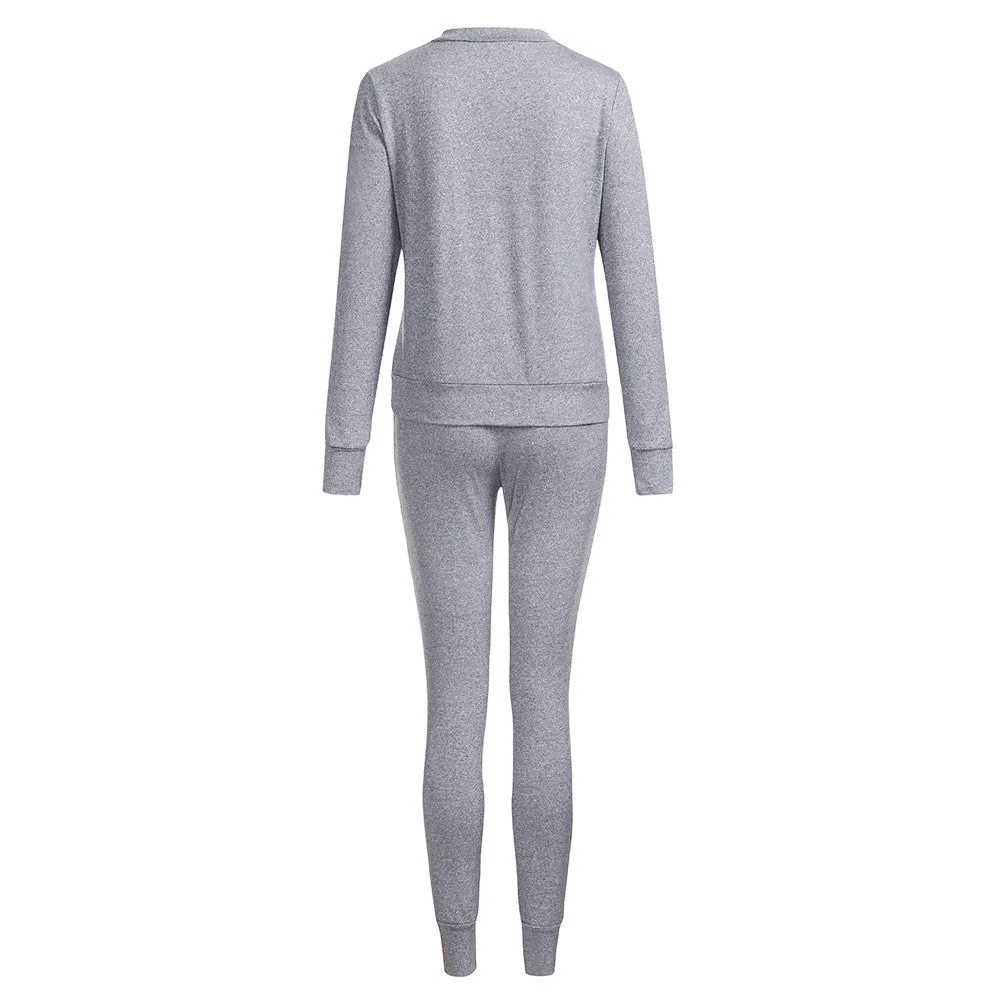 Womens 2 PCS Tracksuits Set Ladies Joggers Active Sport Solid Tops And Pants women's tracksuit Playsuit 2Pcs Sets